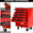 6 Drawers Workshop Tool Storage Trolley, Red & Black, Metal Rolling Storage, Smooth Steel Countertop, - Bearing Drawer Slides, 4 Universal Wheels With Locking, Pull Handle For Movement Cart Wheels,-672914768