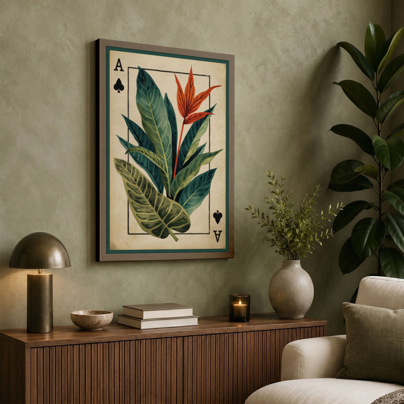 Ace of Spades Botanical - Wrapped Canvas, Black Border, 18x12 - 45.7 x 30.5 cm