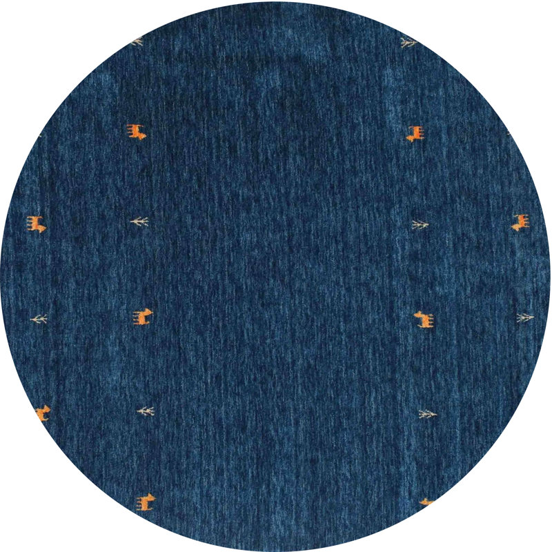 Tapis de zone bleu contemporain, Rond 5 pi