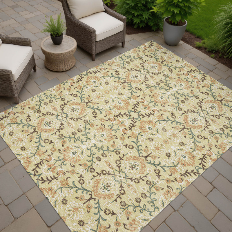 Machine Washable Indoor/Outdoor Chantille ACN2634 Global Rug, Wheat, 10' x 14'