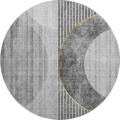 Premium Machine Washable Prisco Charcoal Rug