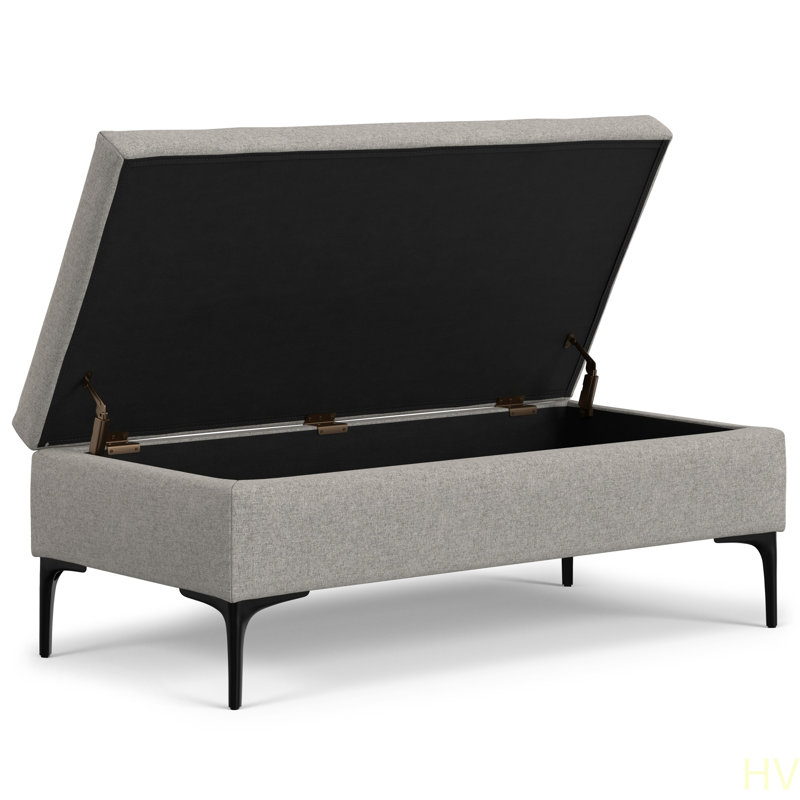 Grand repose-pieds avec rangement relevable Rebecca, Gris