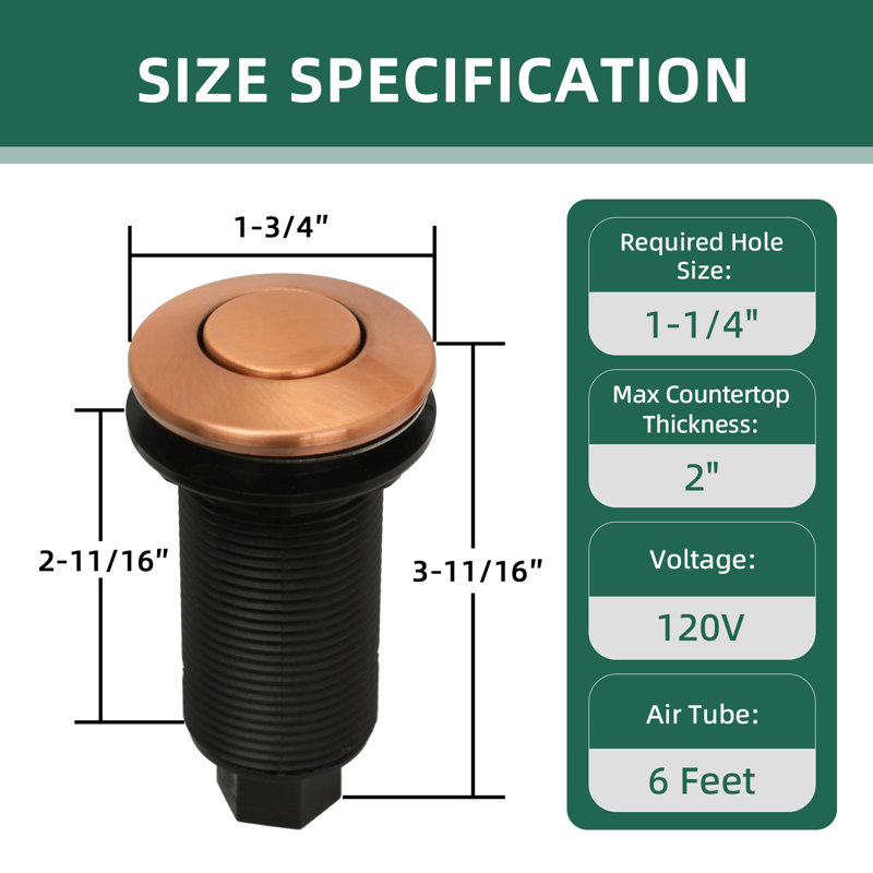 Garbage Disposal Air Switch, Copper