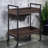Rectangular Walnut & Black Finish Serving Cart With 2 Tier Shelf Composition And Colored Appearance Construction Cup Holder Metal Frame