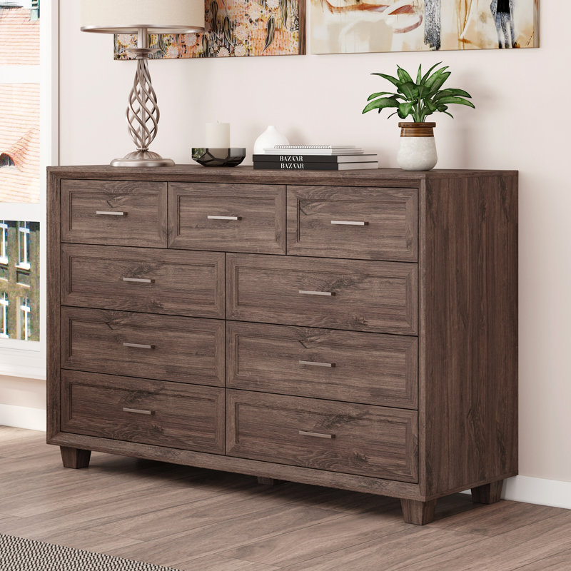 9-Drawer Dresser With Elegent Style, Brown