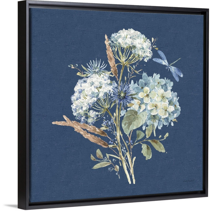 «Bohemian Blue 06 on Blue» par Lisa Audit - reproduction d'art, Toile avec cadre noir, 32" H x 32" W x 1.75" D