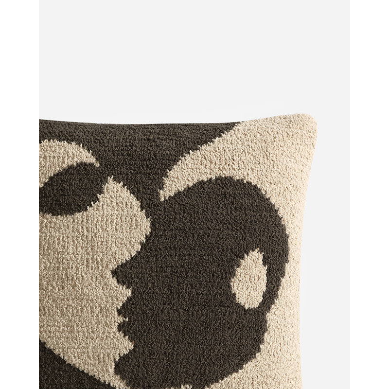 Faces II Square Pillow Cover & Insert, Mocha/Biscotti