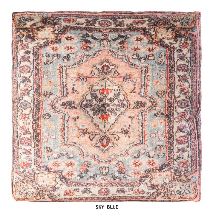 COUSSIN DE COFFRET COTON ANTIQUE TAPESTRY, H 18 po x l 18 po, Look bleu ciel rétro