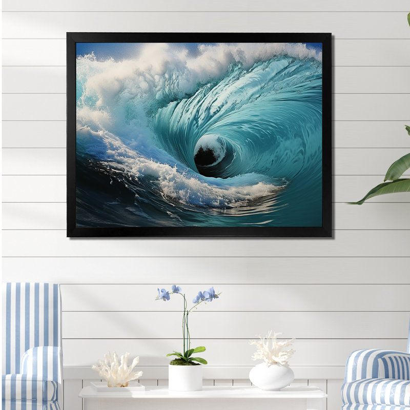 Turquoise Ocean's Force Unleashed I, H 16 po x l 32 po x P 1 po, Cadre photo noir