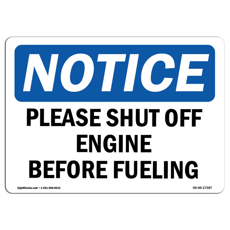 Please Shut Off Engine Before Fueling Sign