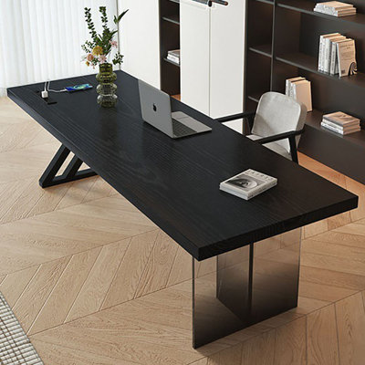 Bureau en bois massif noir: pieds en acrylique