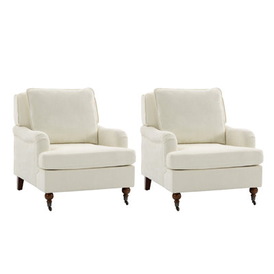 English Classic Roll Upholstered Wood Accent Chair for Living Room