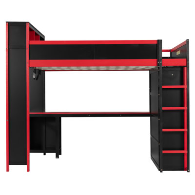 Loft Bed With Wardrobe, Desk And Usb