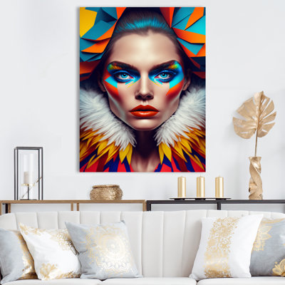 Décoration murale colorée femme sensuelle en manteau de fourrure I - Glam contemporain