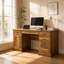Bureau de direction rectangulaire de 59 po de largeur avec armoire de rangement et tiroirs, poste de travail pour la maison-2144270191