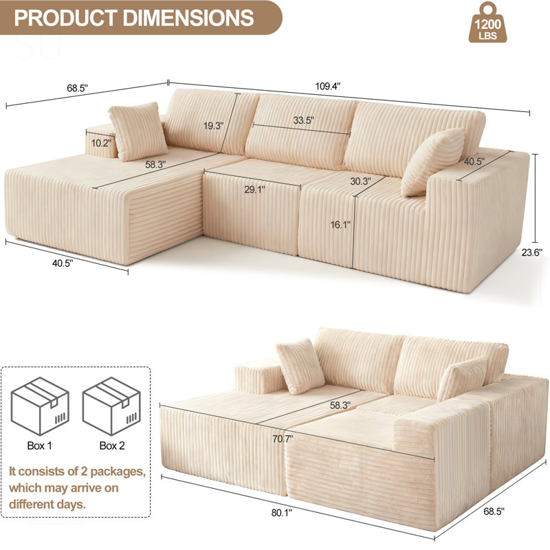 Modular Sectional Sofa With Pillow, Cloud Sectional Couch With Chaise, Modern L-Shape Sofa For Ultimate Comfort And Style