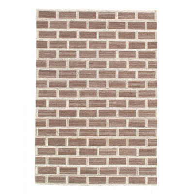 Tapis brun rectangulaire en laine / coton fabriqué à la main 4 pi x 6 pi Gabrijela