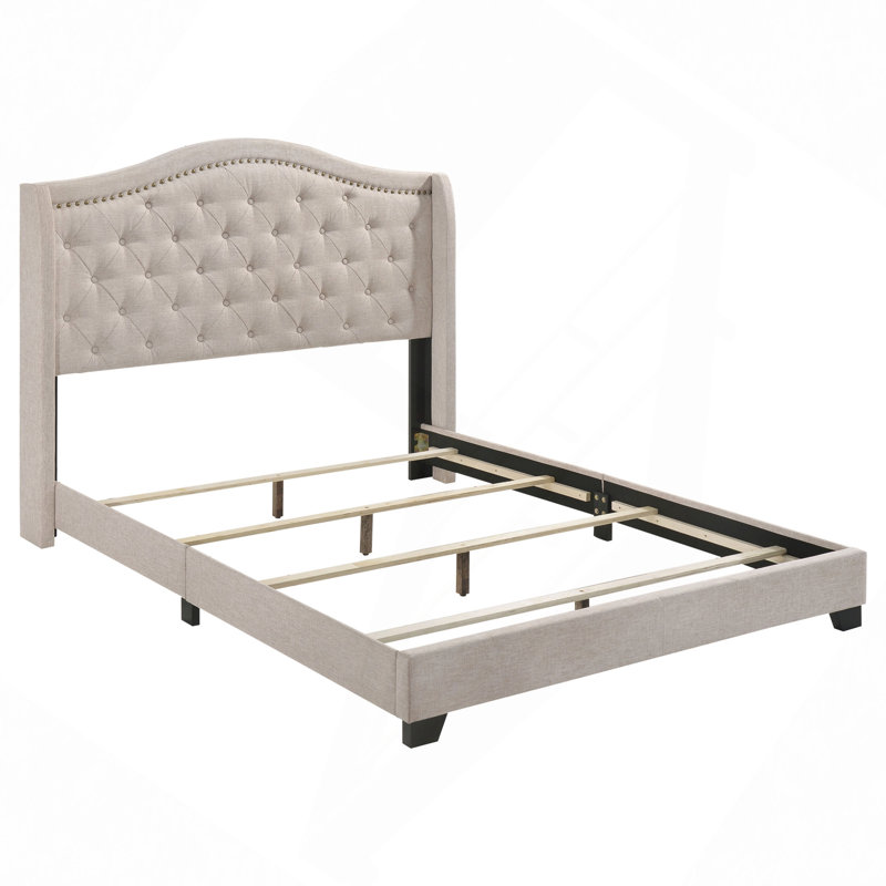 Upholstered Bed, Beige