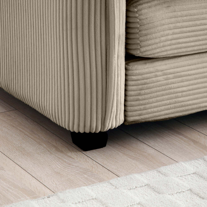 Oversized Modular Cushioned Sofa With Conversible Ottoman, Camel, 33.85" H x 115.34" W x 34.25" D