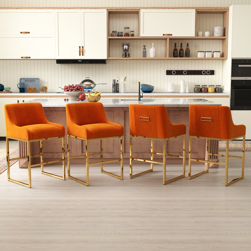 Tabouret de comptoir 26 po Zanthia, Orange, 4