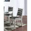 Chaises de salle à manger traditionnelles, 2 pièces, similicuir argenté, 2 pièces de coussin de siège et de dossier, revêtement en cuir, rembourré