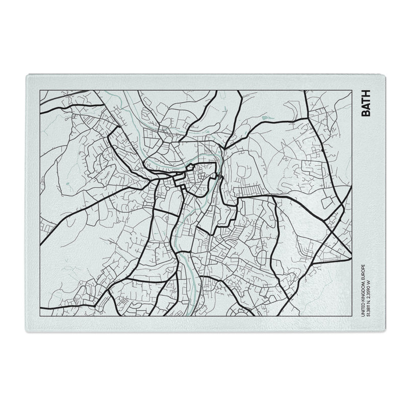 Map Bath UK Chopping Board, 20cm W x 28.5cm L