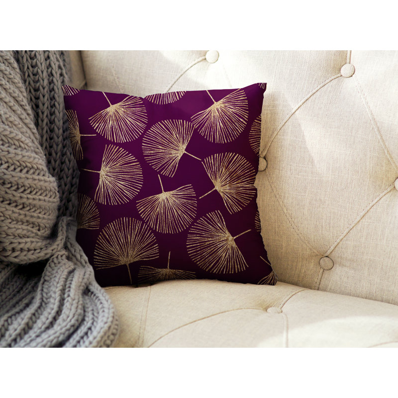 Coussin intérieur / extérieur Joba Dandilion, L 19 po x H 19 po, Mauve / doré