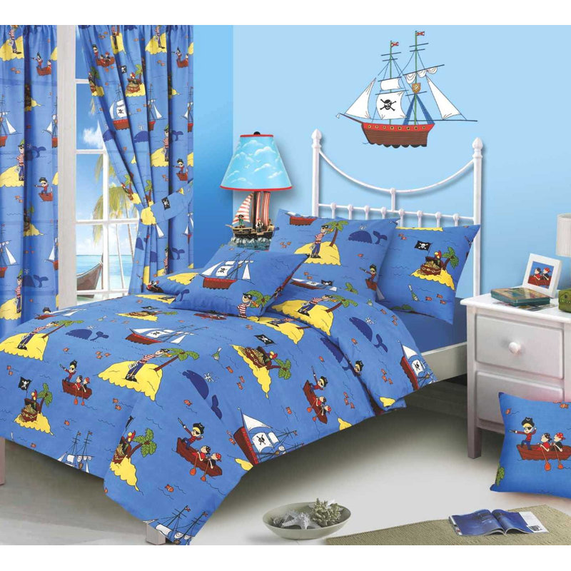 Devoe Blue/Yellow/Brown 132 TC Coastal Duvet Cover Set, Double Duvet Cover + 2 Standard Pillowcases