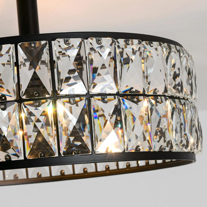 Plafonnier semi-encastré 3 lumières en cristal Tambour