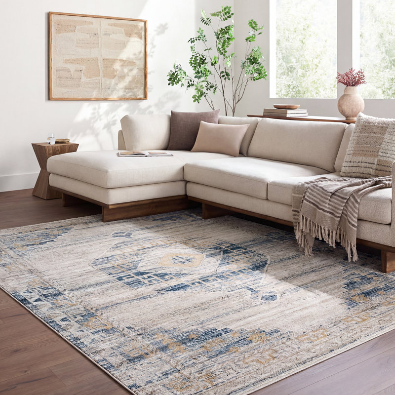 Moroccan Area Rug, Light Grey/Off-White/Dusty Sage/Tan/Taupe, Rectangle 200 x 275 cm