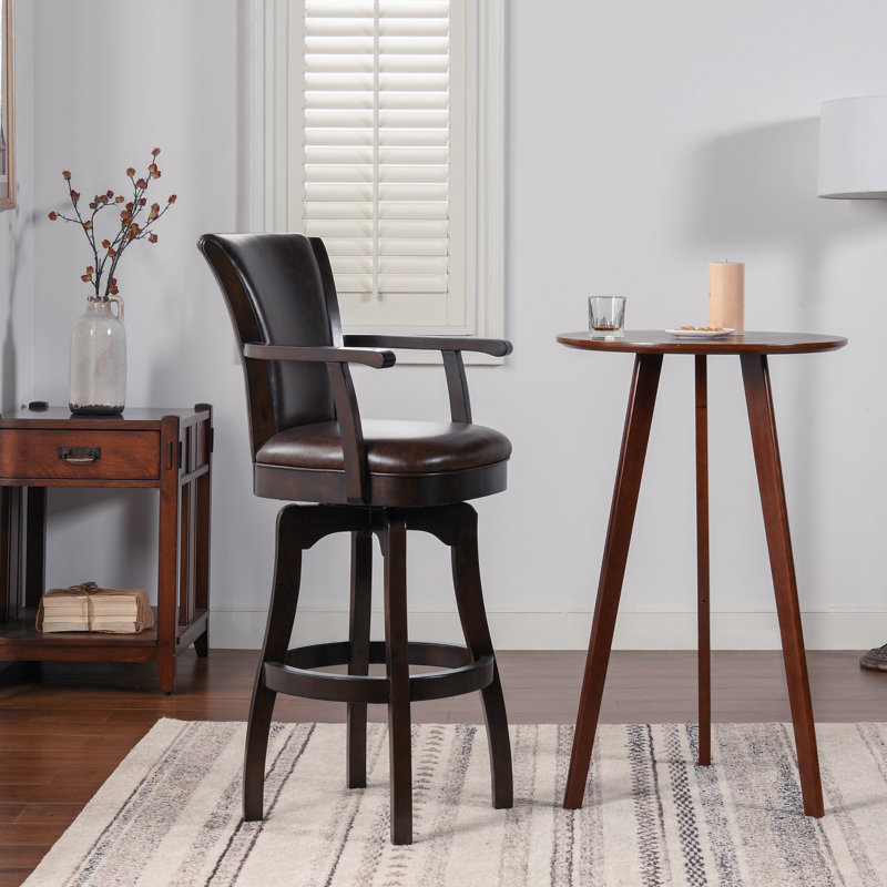 Tabouret de bar et de comptoir Meola, Tabouret de comptoir (hauteur de siège de 27 po), Similicuir noir brun rétro