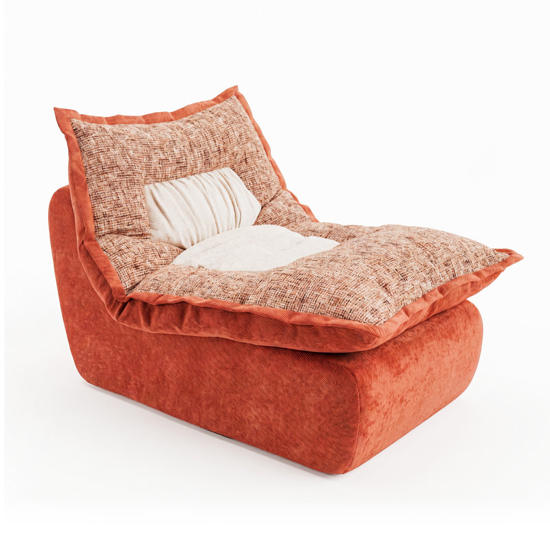 Canapé-lit WOWMAX, fauteuil inclinable à dossier fixe, revêtement en velours doux, terre cuite