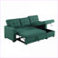 Canapé modulaire | Canapé-lit moderne avec méridienne escamotable avec rangement, pour les invités d'une nuit | Lin | Vert sauge-2029143982