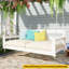  Balancelle de patio en bois avec balancelle de jardin et 4 cordes de suspension pour la cour, blanc-1561001135