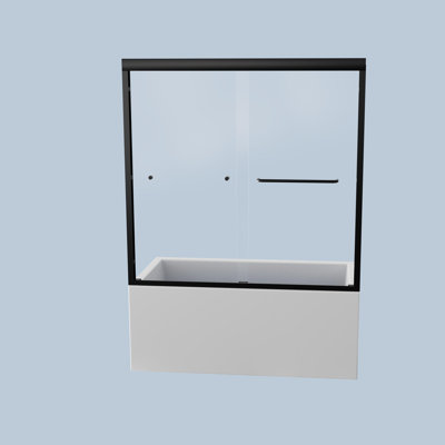 Porte de douche de baignoire, porte de baignoire coulissante double semi-sans cadre de 56 à 60 po, douche de baignoire à dérivation, porte en verre trempé Sgcc de 1/4 po (6 mm) d'épaisseur