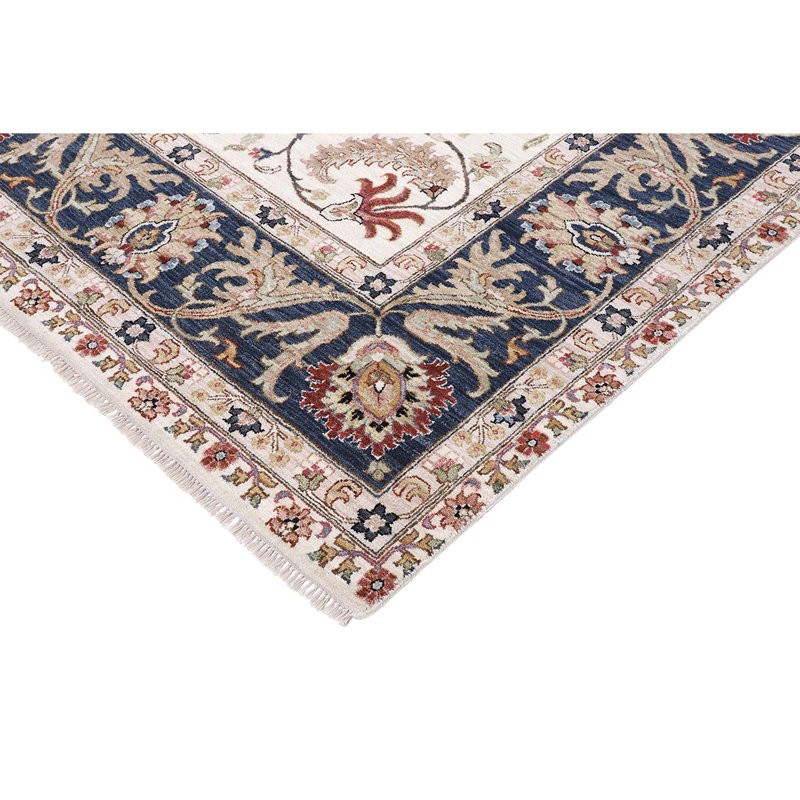 Hand Woven Wool Floral Area Rug, Rectangle 6' x 9'