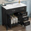 Ensemble de meuble-lavabo noir 36 po avec lavabo 36 po - Armoire avec tiroirs, structure solide et panneau de fibres à densité moyenne