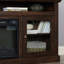 Meuble télé contemporain avec meuble télé avec foyer encastrable 18 po pour téléviseur de 65 po ou moins avec espace de rangement ouvert et fermé, brun, l 60 po x P 15,75 po x H 29 po