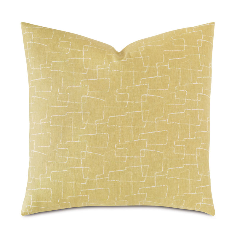 Yellow Geometric Cotton Blend Square Throw Pillow