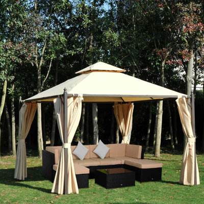Pavillon de jardin extérieur 10 'X avec rideaux d'intimité en fer de construction en acier pour les cours arrière