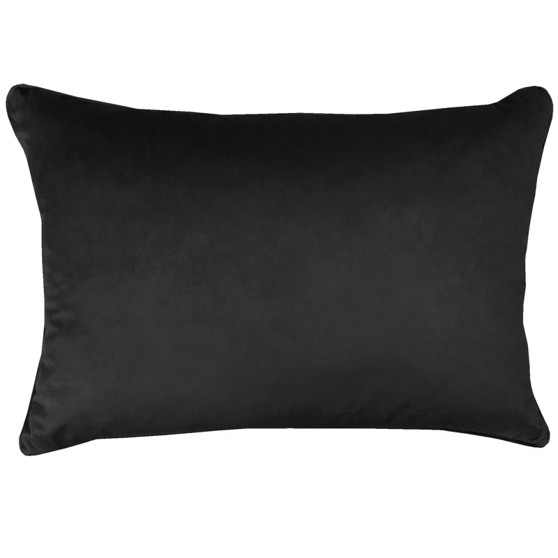 Rectangular Damask Feather Reversible Throw Pillow, Black