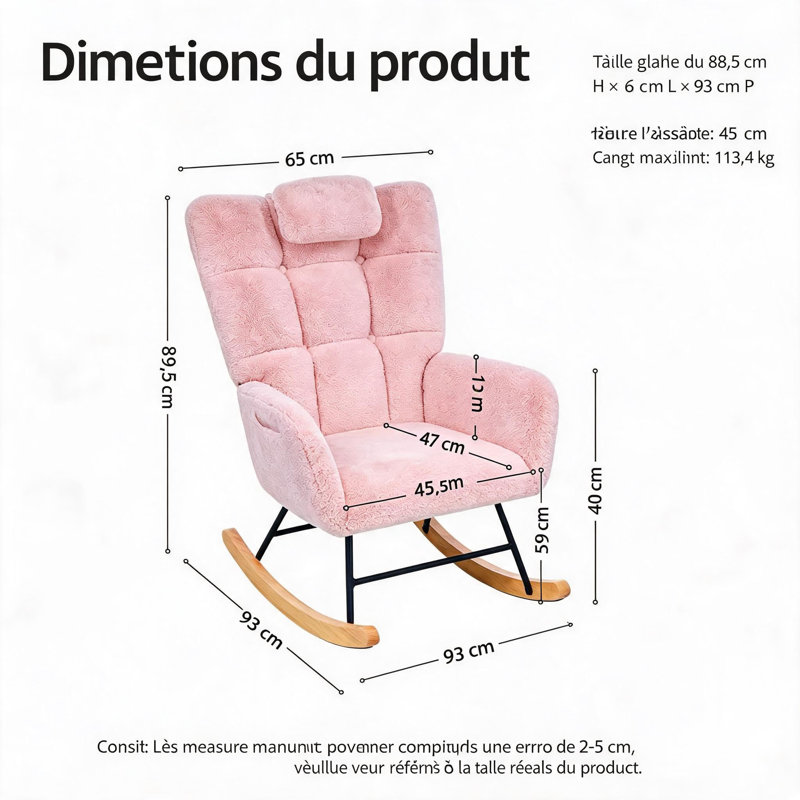 Cozy High-Back Fleece Glider Rocking Chair with Ottoman, Upholstered Rocker with Armrests and Lumbar Support for Nursery or Living Room