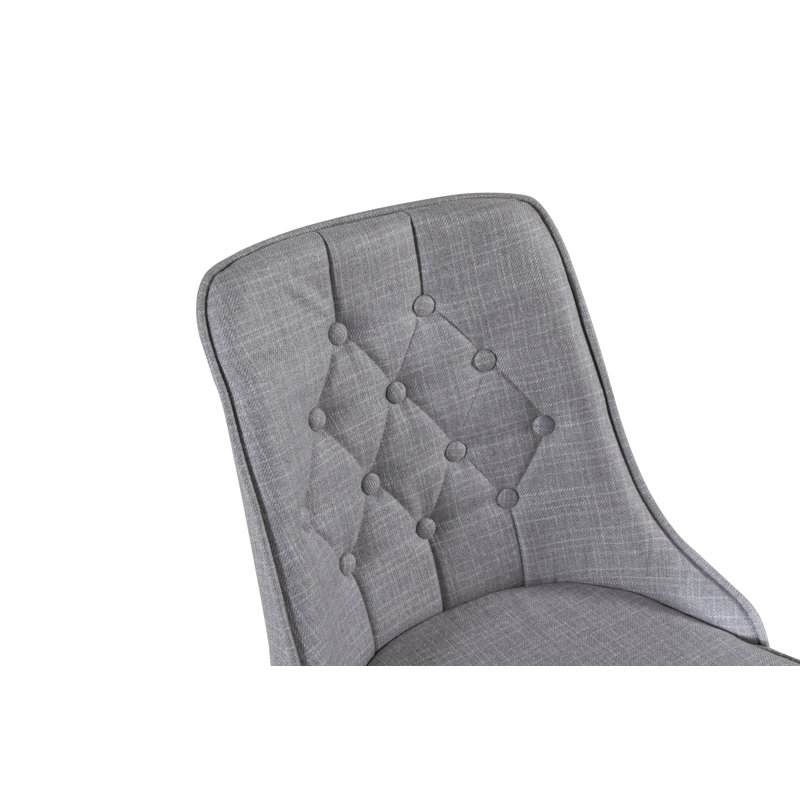Anjail 49cm H Tufted Polyester Blend Upholstered Side Chair, White, Light Grey
