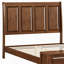 Lit plateforme Queen en bois massif, style traîneau, avec tête de lit de 135 cm et banc de rangement au pied de lit de 163 cm, couleur noyer.-1395059900-1395059901