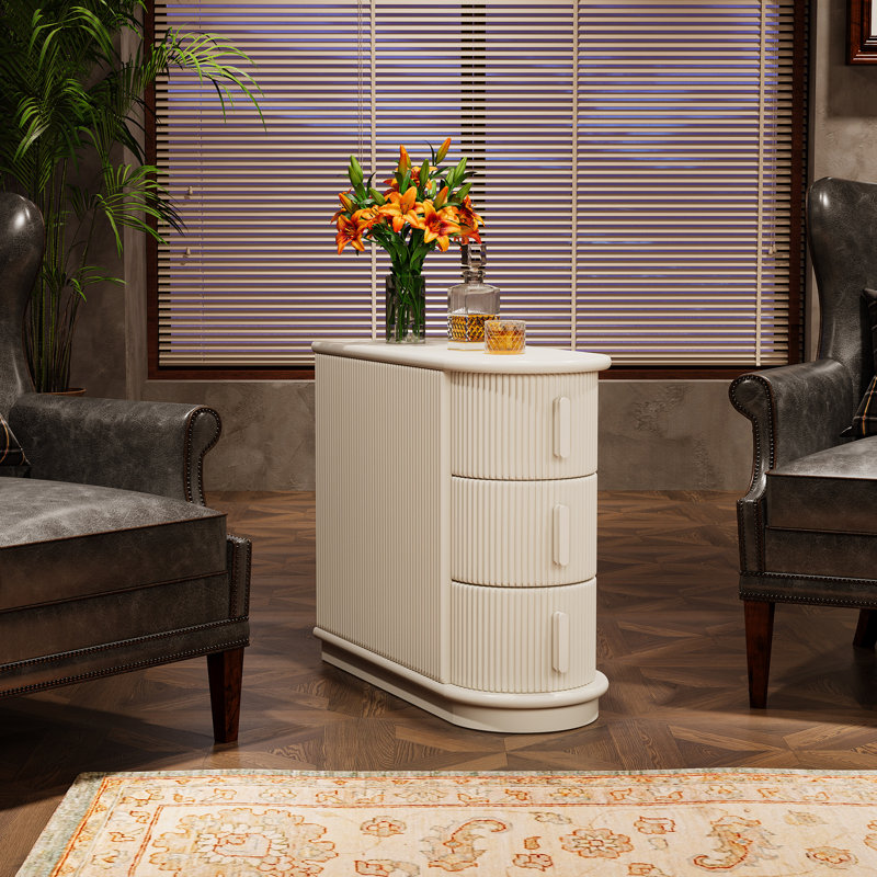 Pazmora 3 - Drawer Solid Wood End Table No assembly required, White