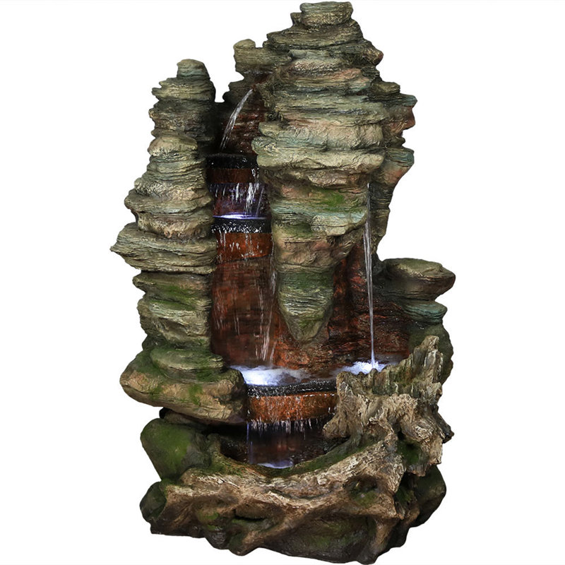 Waddell Weather Resistant Floor Fountain with Light