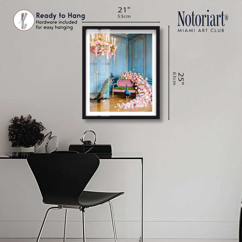 Décoration murale chambre à coucher Peacock Room II Shadowbox par Notoriart, cadre noir, 20 x 24, 25"H x 21"W, Cadre noir