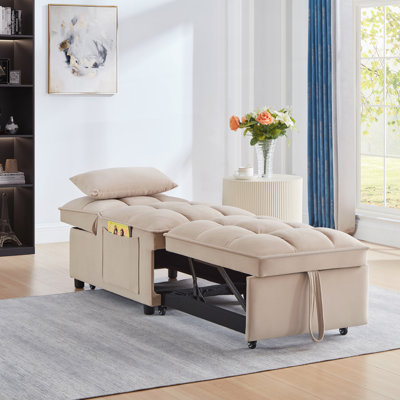 Single Sofa Bed with Storage Pockets