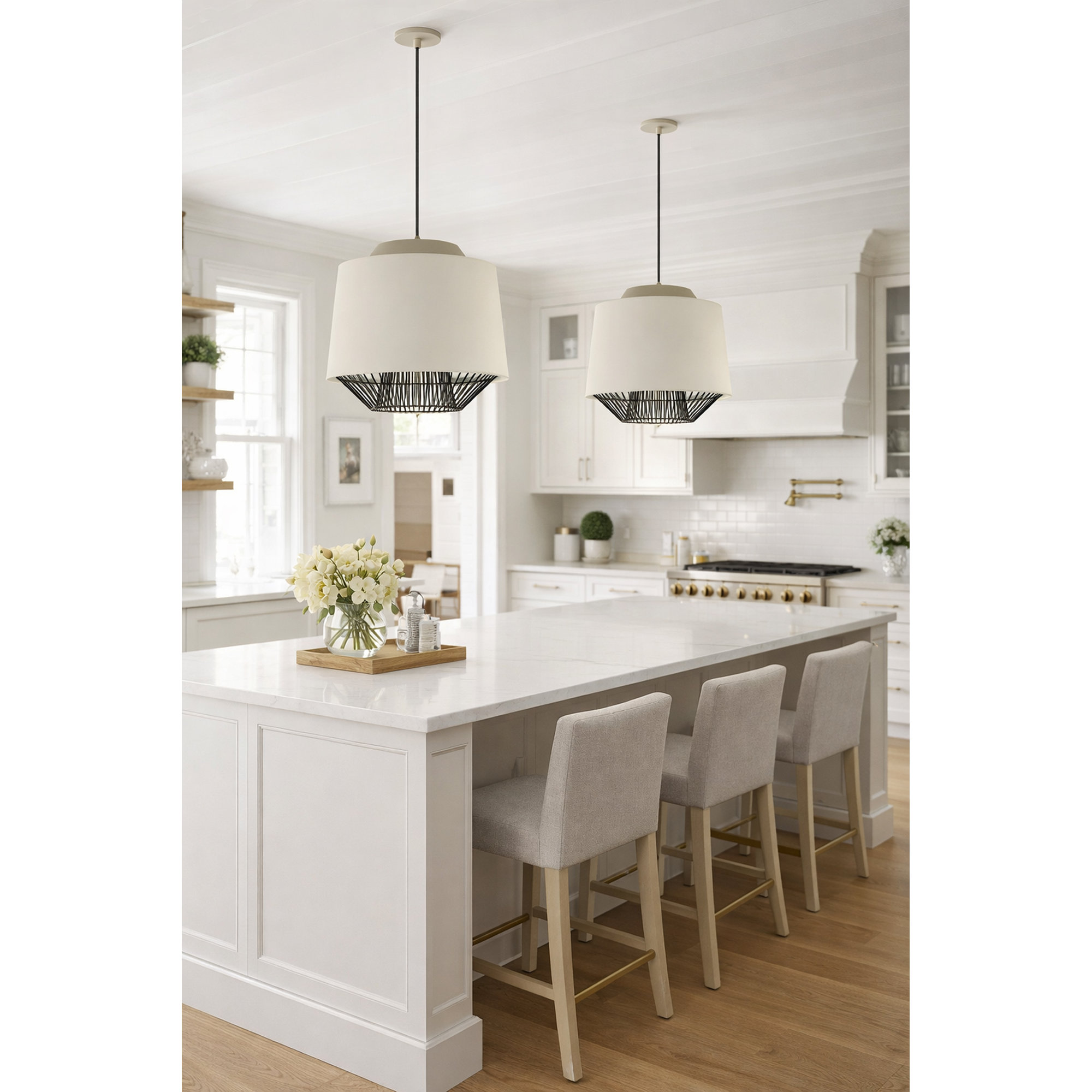 Cici Single Light Pendant, Gray / Black