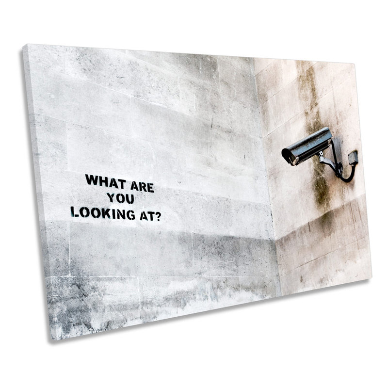 Banksy CCTV Graffiti - Wrapped Canvas Painting, 61cm H x 91.4cm W x 4cm D